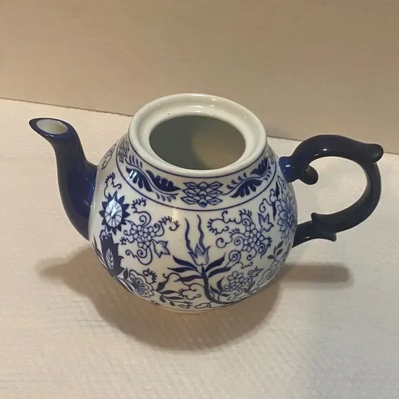 Pier 1 Blue and White Ceramic Teapot - Picture 5 of 5